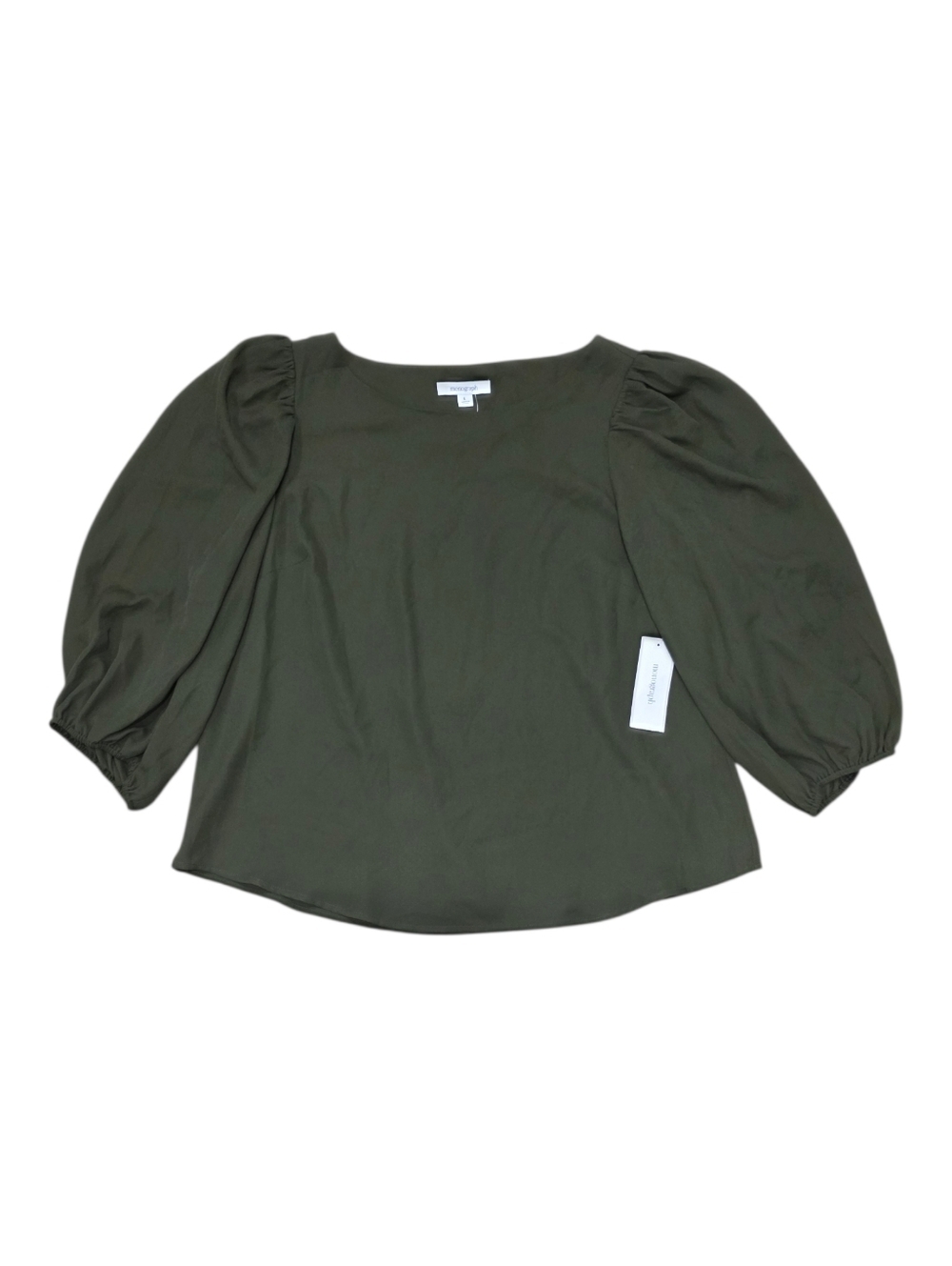 Monograph Olive Green Puff Sleeve Blouse L NWT